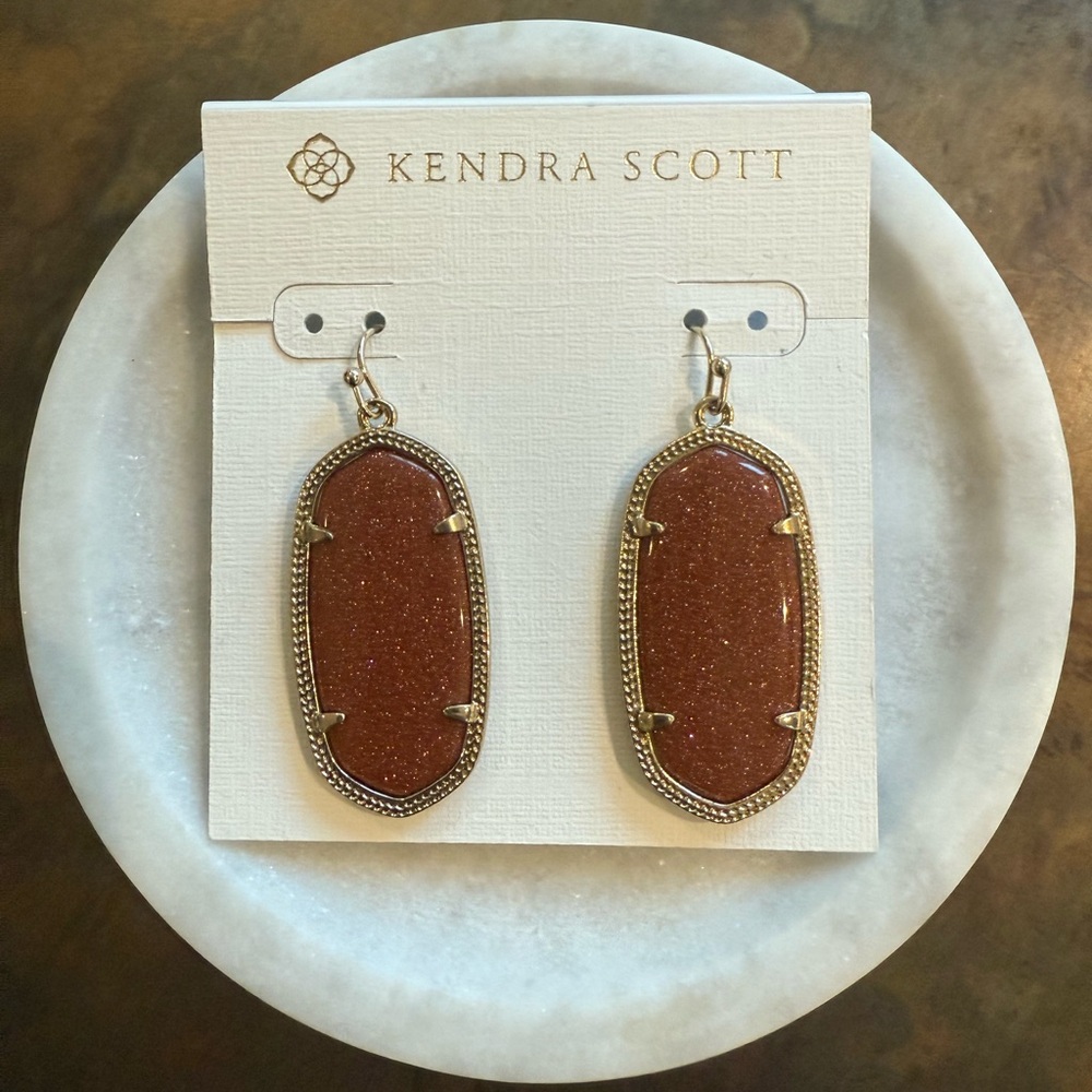 Kendra Scott Elle Earrings in Goldstone/Sunstone/Burnt Orange/Rust